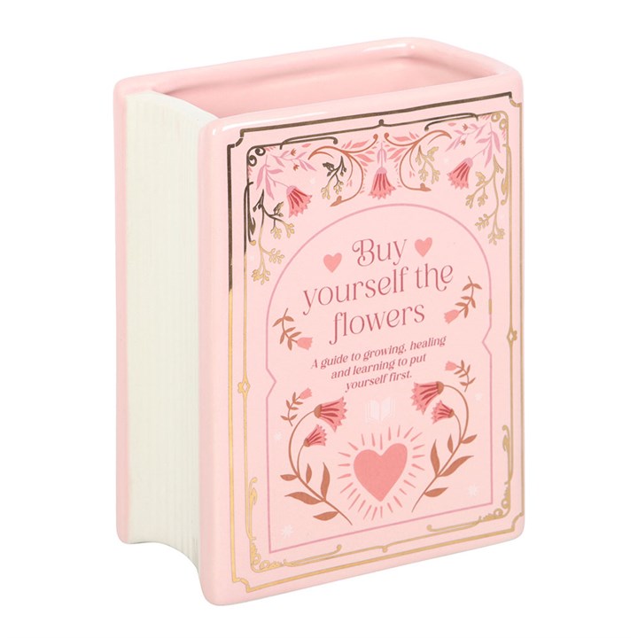Book-Shaped Ceramic Vase – Pink (600ml) | Perfect for Book Lovers