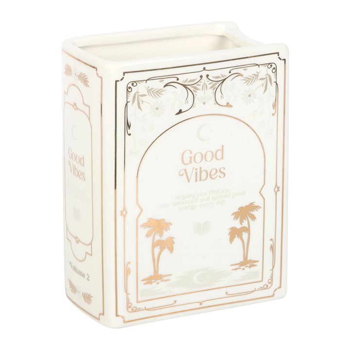 Book-Shaped Ceramic Vase – White (600ml) | Perfect for Book Lovers