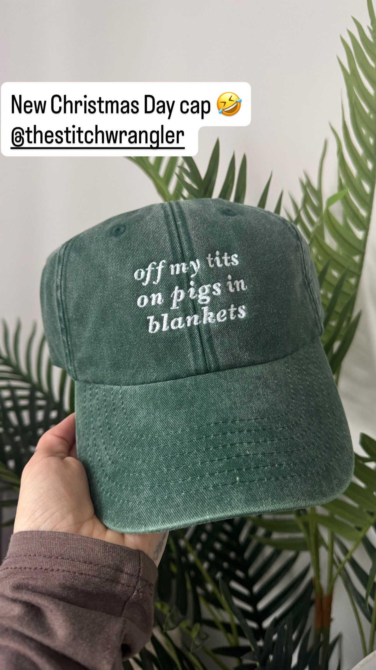 Off my tits on pigs in blankets Embroidered Cap
