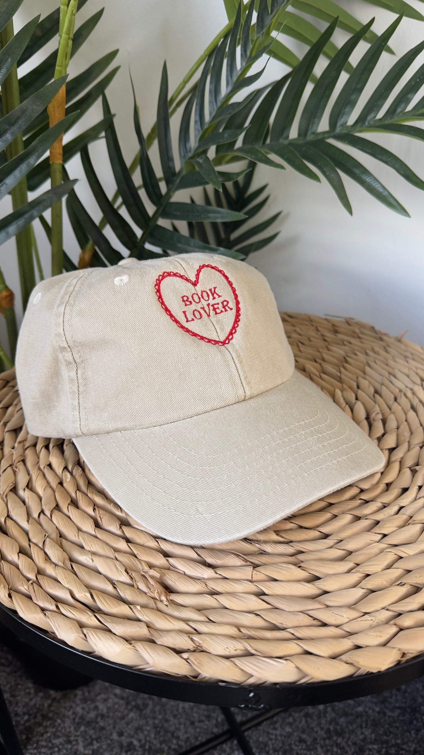 Book Lover Heart Embroidered Cap