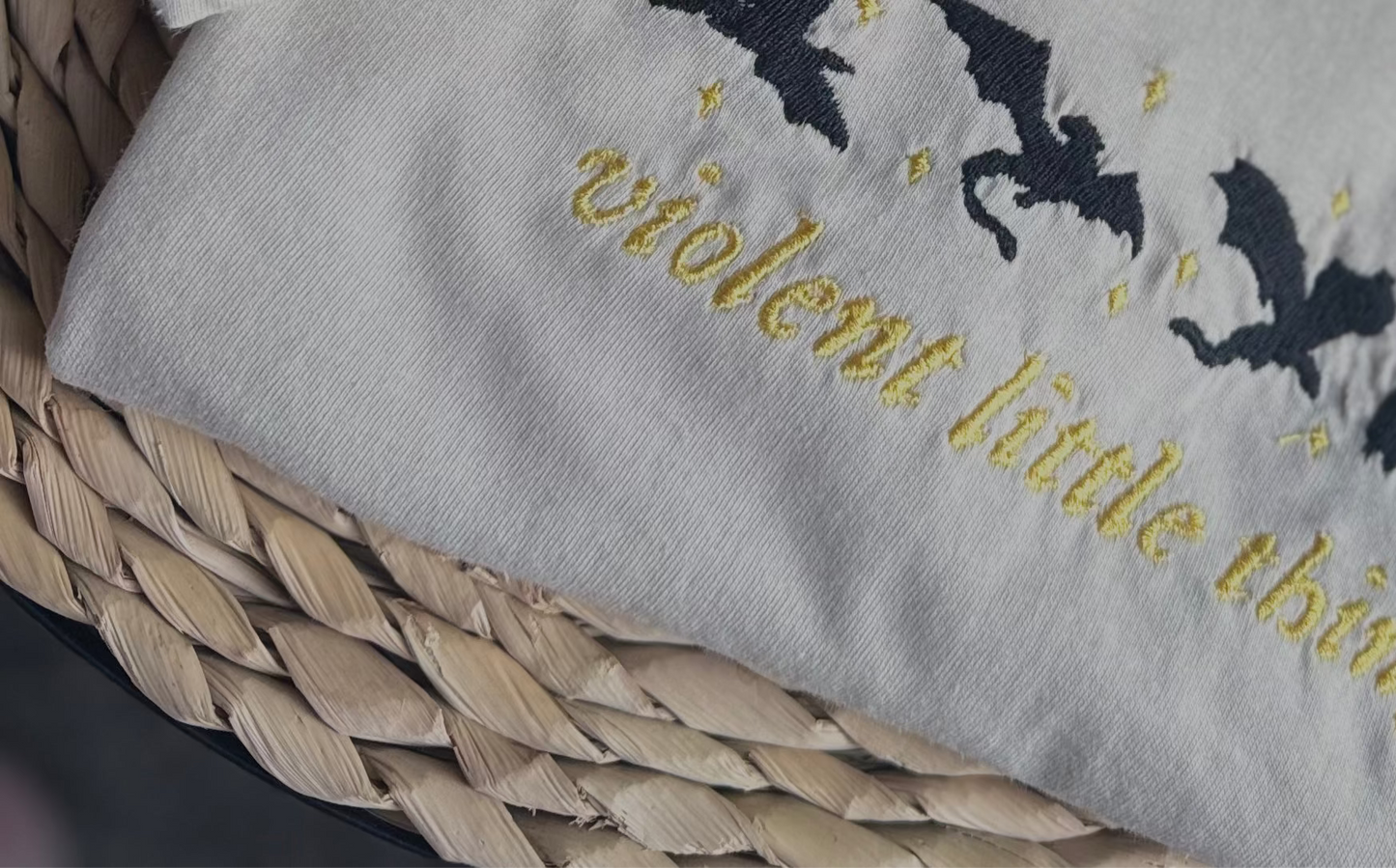 Violent Little Thing Embroidered Tee – Fourth Wing Inspired
