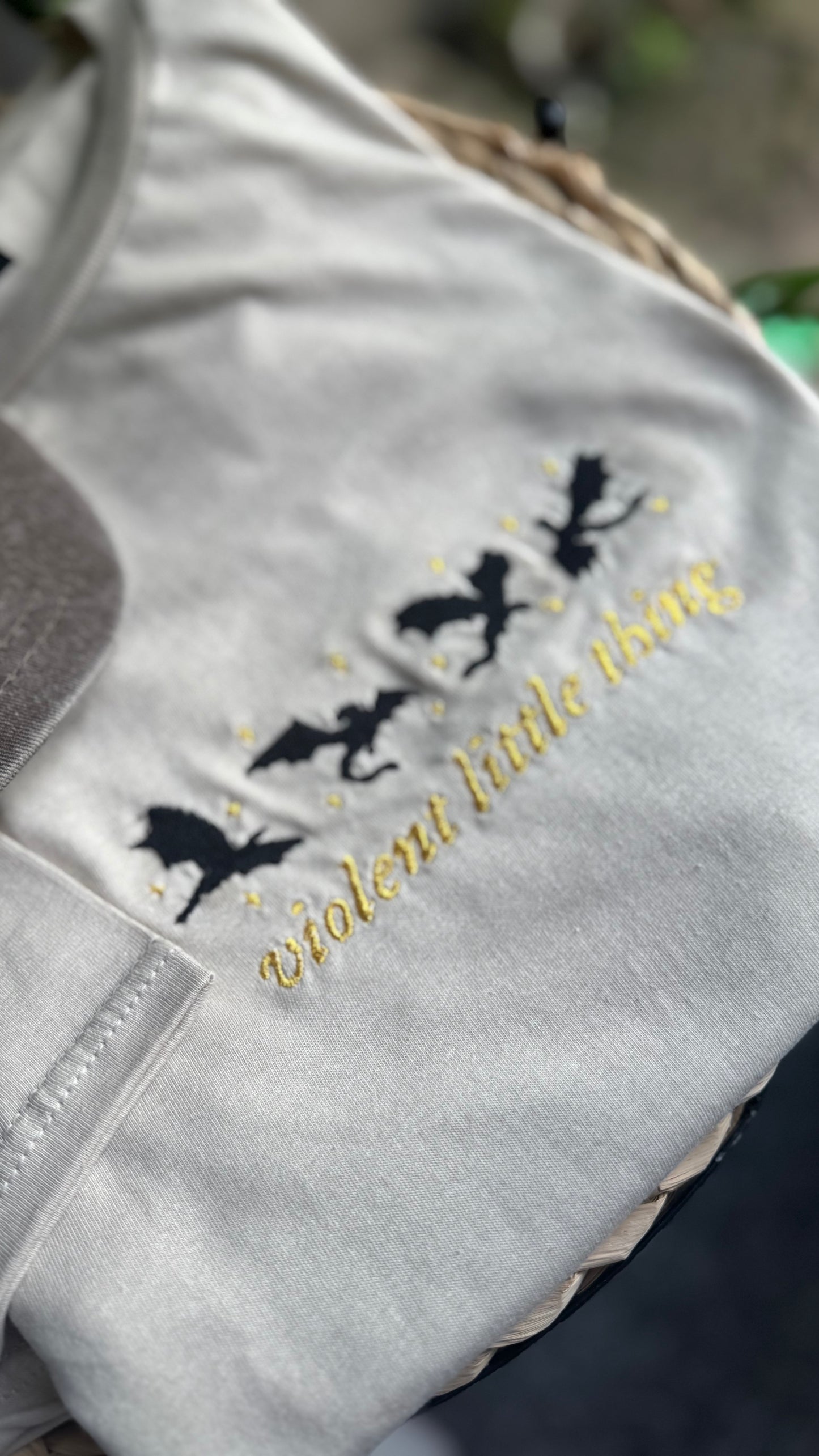 Violent Little Thing Embroidered Tee – Fourth Wing Inspired