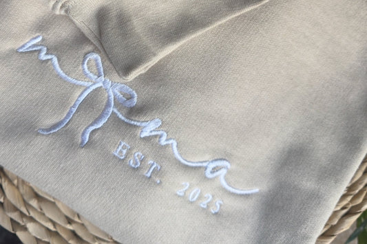 Personalised Mama Sweater or Hoodie – Embroidered with Baby Name on Sleeve