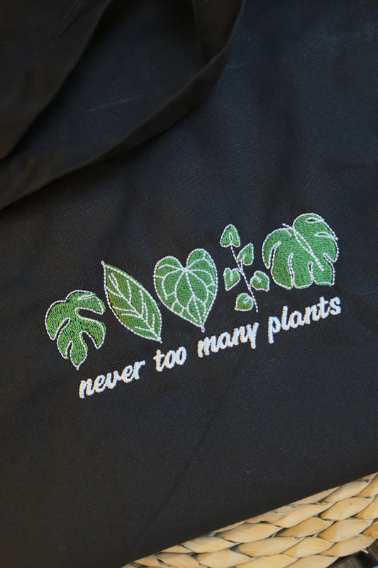 Abstract leaf 'Never too many plants' Tote Bag