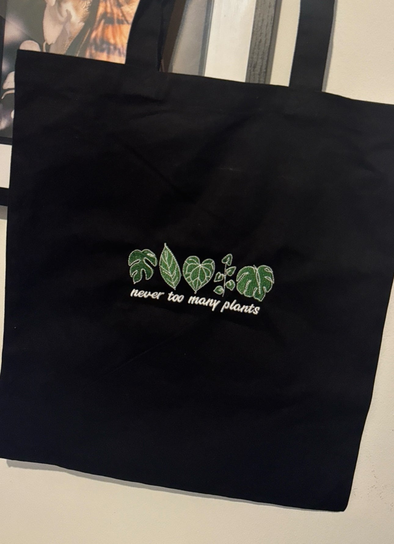 Abstract leaf 'Never too many plants' Tote Bag