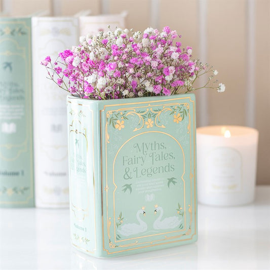 Book-Shaped Ceramic Vase – Green (600ml) | Perfect for Book Lovers
