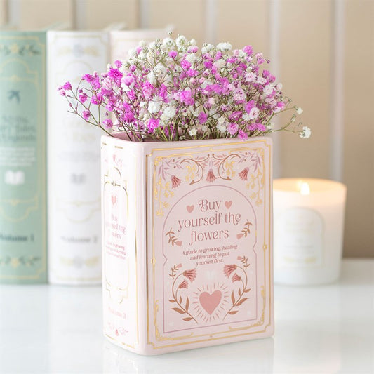 Book-Shaped Ceramic Vase – Pink (600ml) | Perfect for Book Lovers