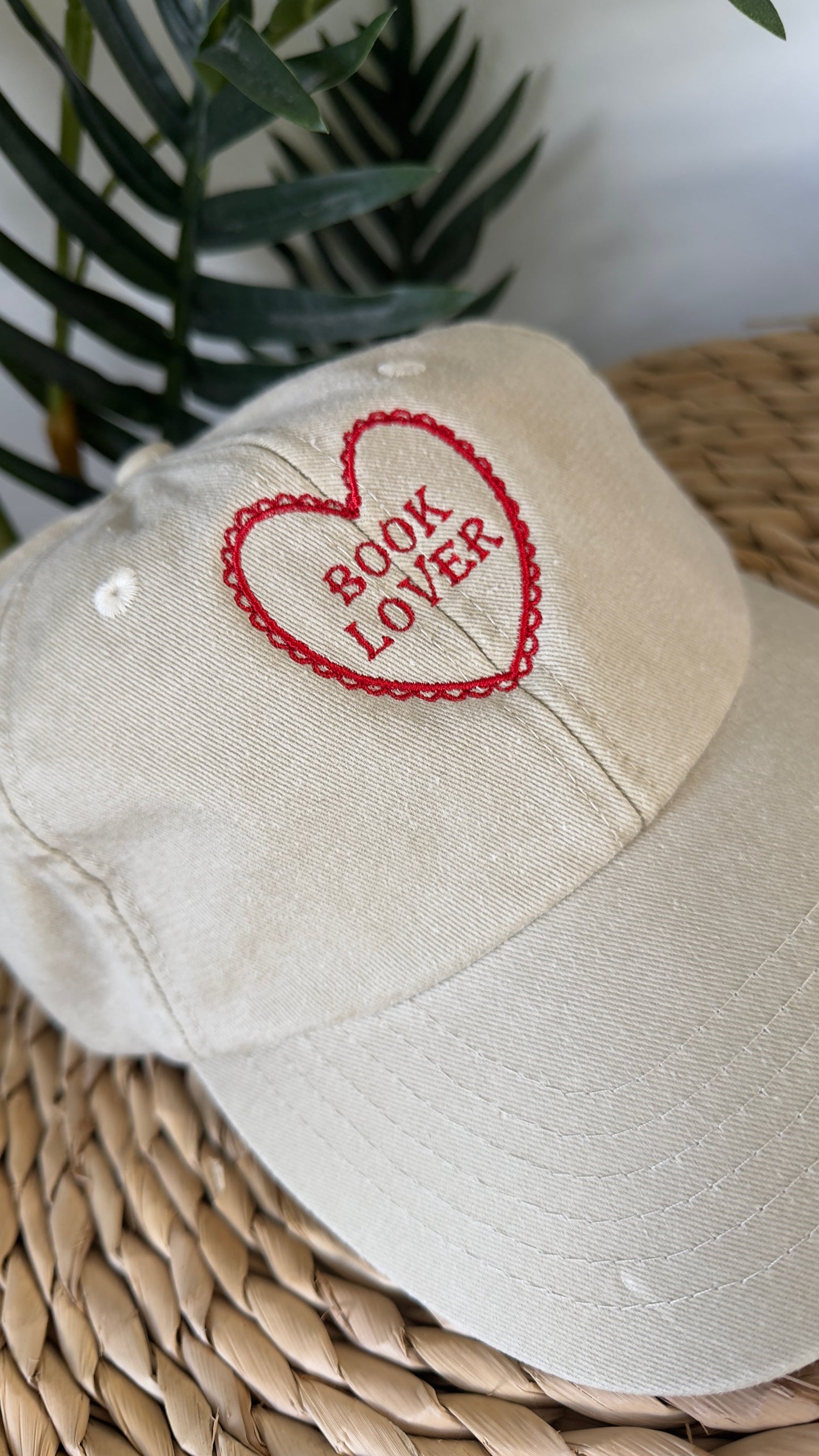 Book Lover Heart Embroidered Cap