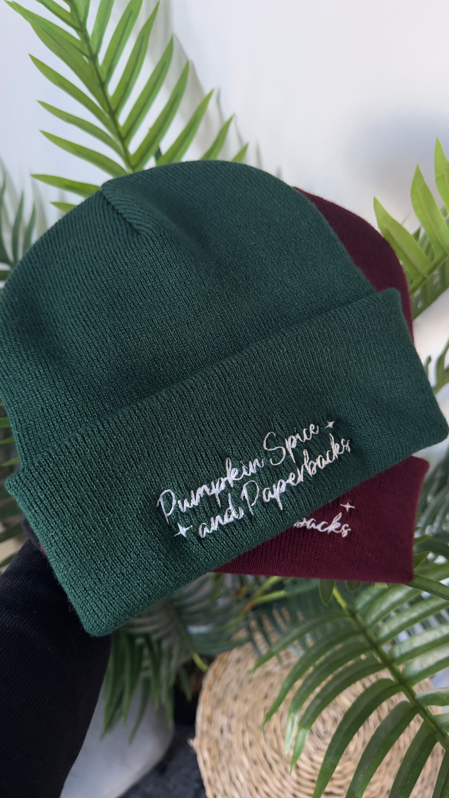 Pumpkin Spice & Paperbacks Embroidered Beanie